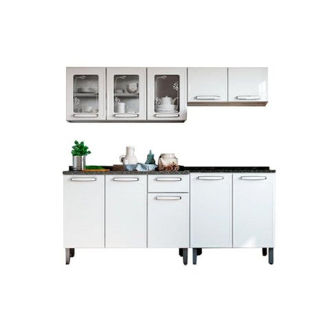 Kit de Cozinha Modulada 4 Peças Evidence (2 Armários + 2 Balcões) C4P54 Branco - Bertolini