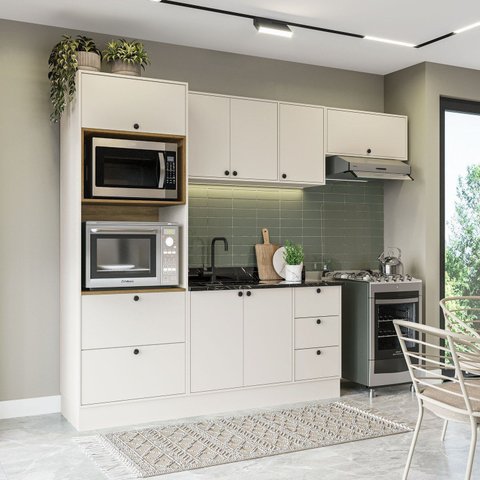 Cozinha Completa 4 Peças Rubi Off White e Branco Yescasa