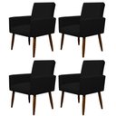 Ver imagem 1 de Kit 4 Poltronas para Sala Pés de Madeira Nina Preto