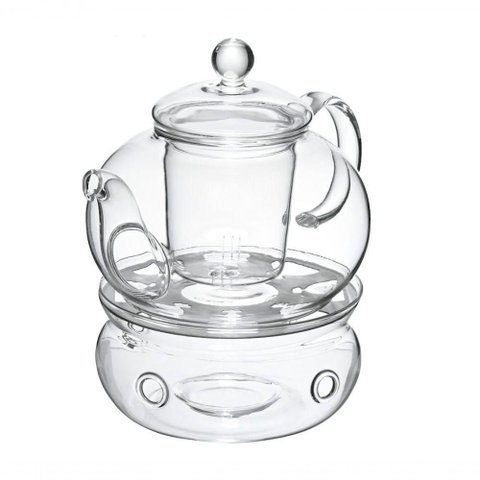 Jogo Chaleira e Rechaud Vidro Boro 750 Ml Mimo Style Vd22158