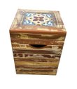 Ver imagem 2 de Banco BANQUETA PUFF Madeira Com Ladrilho Banco Artesanal Baú pátina branca MINAS ARTE PRÓPRIA banco