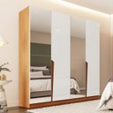 Ver imagem 1 de Guarda Roupa Casal 4 Portas e 4 Gavetas com Espelho 240847 Linha Porto Politorno Móveis