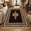 Ver imagem 2 de Tapete Persa Royal Marrom 300x400cm Fio Acetinado - Decoração para Quarto e Sala