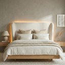 Ver imagem 1 de Cabeceira Cama Casal Queen Size Livia 160cm Orgânica Curva Bouclê Off White -vimont Moveis