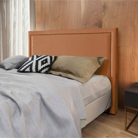 Cabeceira Cama Box Casal 1,40m Estofada Aruba Veludo Terracota