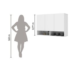 Armário Suspenso Para Quarto 0,90 Milão 3 Portas Branco EJ Móveis - 2