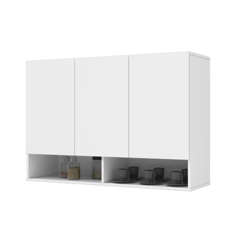 Armário Suspenso Para Quarto 0,90 Milão 3 Portas Branco EJ Móveis