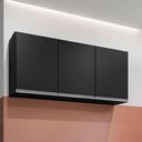 Ver imagem 1 de Armário Aéreo Valentina 120cm 3 Portas MDF Preto Gran Belo