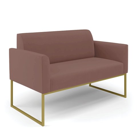 Sofá Namoradeira Base Industrial Dourado Marisa Veludo Rosê D03 - D'Rossi