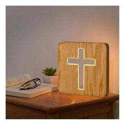 Luminária de Mesa Abajur Led Lotus Decor Lumi01 Cruz Pinus - 2