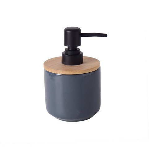 Porta Sabonete em Ceramica Azul Detalhe em Madeira