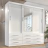 Guarda Roupa Casal 3 Portas Correr 9 Gav Capri - Quarta Divisão:branco C/espelho - 1
