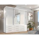 Ver imagem 5 de Guarda Roupa Casal 3 Portas Correr 9 Gav Capri - Quarta Divisão:branco C/espelho