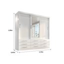 Ver imagem 3 de Guarda Roupa Casal 3 Portas Correr 9 Gav Capri - Quarta Divisão:branco C/espelho