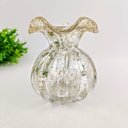 Ver imagem 2 de Vaso De Murano Transparente E Dourado Trouxinha 12x12cm