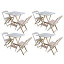 Ver imagem 1 de Kit 4 Jogos de Mesa Dobravel com 2 Cadeiras de Madeira 70x70 - sem Pintura