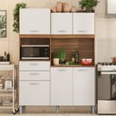 Ver imagem 2 de Kit Cozinha Compacta 6 Portas 2 Gavetas Harmonia D02 Amendola/Branco - Mpozenato
