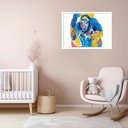 Ver imagem 1 de Quadro Decorativo Gorila Pensativo Abstrato - 50x70cm:moldura Branca
