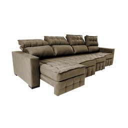 Sofá Retrátil e Reclinável 3.20m Molas Ensacadas e Costura Tripla Cama inBox Nobre Suede Castor - 7