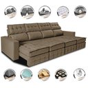 Ver imagem 3 de Sofá Retrátil e Reclinável 3.20m Molas Ensacadas e Costura Tripla Cama inBox Nobre Suede Castor