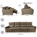 Ver imagem 2 de Sofá Retrátil e Reclinável 3.20m Molas Ensacadas e Costura Tripla Cama inBox Nobre Suede Castor