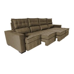 Sofá Retrátil e Reclinável 3.20m Molas Ensacadas e Costura Tripla Cama inBox Nobre Suede Castor - 8