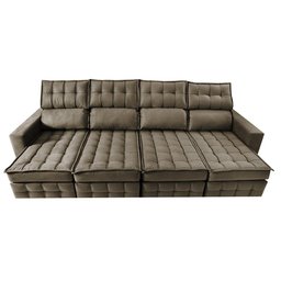 Sofá Retrátil e Reclinável 3.20m Molas Ensacadas e Costura Tripla Cama inBox Nobre Suede Castor - 5