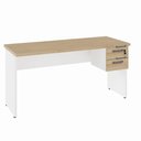 Ver imagem 2 de Mesa Escrivaninha 150cm Pés Painel com Gaveteiro Suspenso F5 Office Cor:Macadâmia com Branco