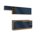Ver imagem 3 de Armário de Cozinha Completa 3 Gavetas 100% Mdf 300cm Nogueira/azul Profundo Celeste Kappesberg
