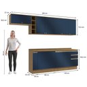 Ver imagem 6 de Armário de Cozinha Completa 3 Gavetas 100% Mdf 300cm Nogueira/azul Profundo Celeste Kappesberg