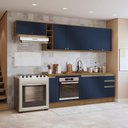 Ver imagem 7 de Armário de Cozinha Completa 3 Gavetas 100% Mdf 300cm Nogueira/azul Profundo Celeste Kappesberg