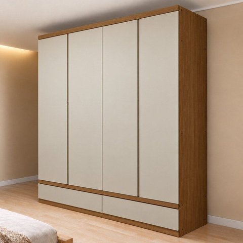 Guarda Roupa Casal 4 Portas com 5 Gavetas 100% MDF Urbano