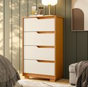 Ver imagem 1 de Cômoda para Quarto Pequena 4 Gavetas 70cm Lody A04 Flex Cinamomo Off White - Lyam Decor