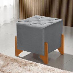 Puff Banqueta Kansas Toque Aveludado Desenho Costura Soft - 3