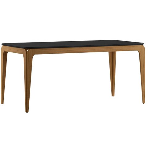 Mesa de Jantar Aurea 180x90 cm com Vidro Cinamomo Preto - New Ceval