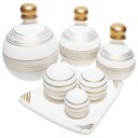 Ver imagem 1 de Jogo de Vasos Trio Shalon e Centro de Mesa 3 Esferas Fosca - White Gold
