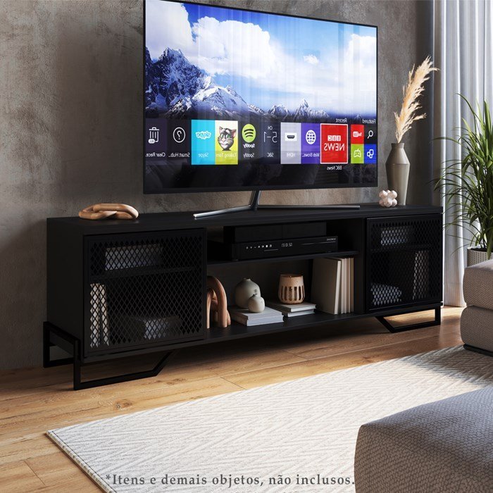 Rack Industrial 180 Cm 2 Pt com Tela em Metal 1027 Preto Pp - 7
