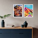 Ver imagem 1 de Kit 2 Quadros Decorativos Peru Cusco 24x18cm - com Vidro:moldura Branca