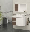 Ver imagem 1 de Kit Gabinete Mdf com Cuba e Espelheira 0,60m para Banheiro:branco/rustico