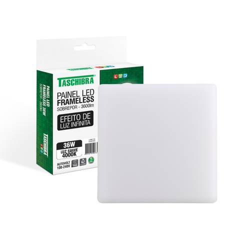 Painel de Led Taschibra Frameless Quadrado Sobrepor 36W Bivolt 4000K Luz Neutra