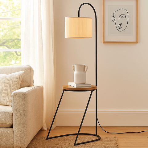 Luminária com Mesa de Cabeceira Base de Madeira Moderna e Resistente Black Friday