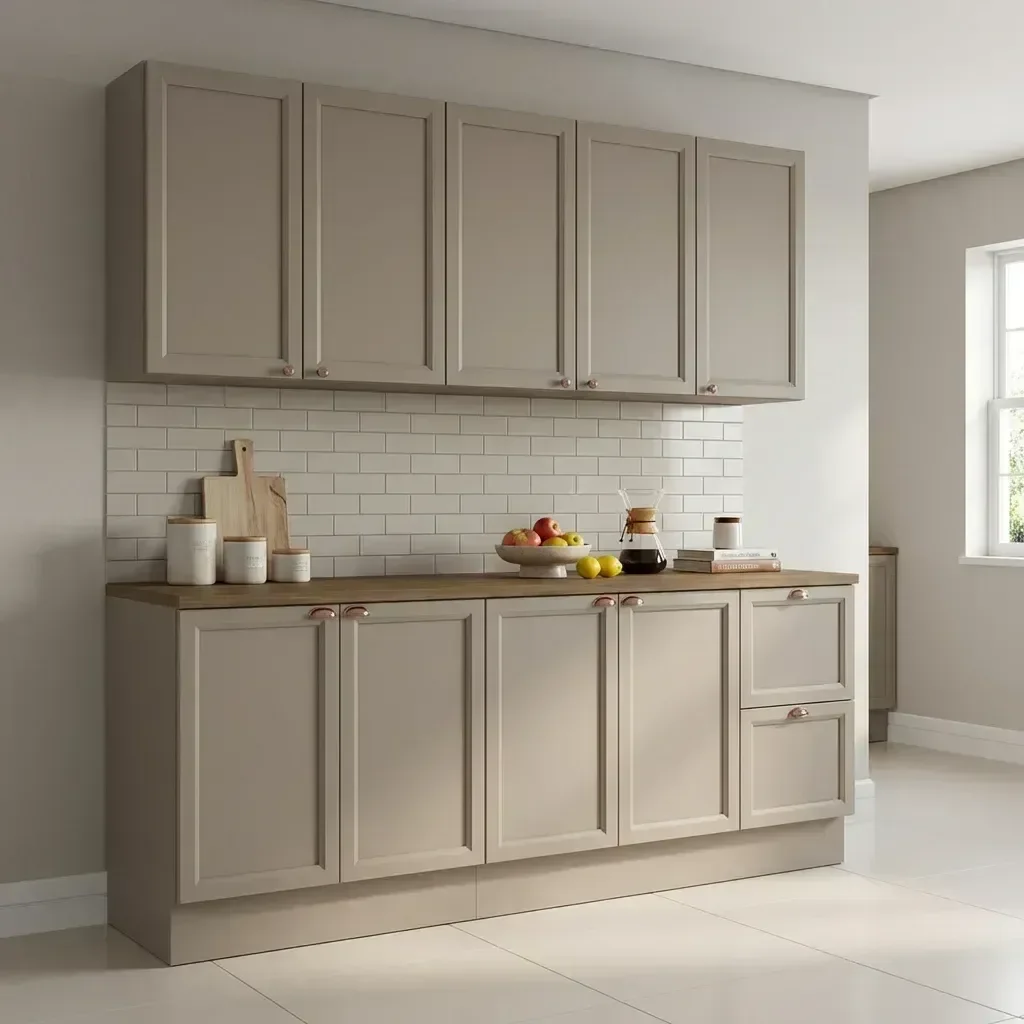 Cozinha Completa Modulada Americana 4 Peças com Balcão com Tampo e 2 Gavetas Unna Yescasa Gris Cinza
