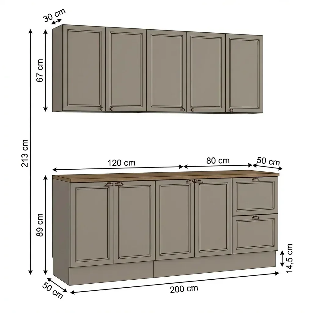 Ver imagem 3 de Cozinha Completa Americana 4 Peças com Balcão com Tampo e 2 Gavetas Unna Yescasa Gris