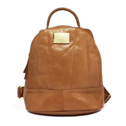 Mochila de Couro Lívia - Caramelo