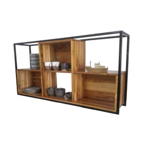 Prateleira Industrial com Nicho Teca Grande