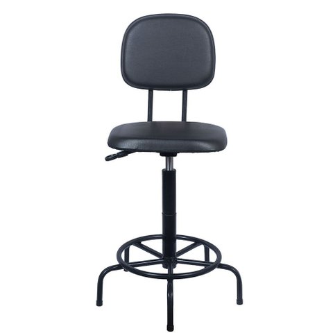 Cadeira Caixa Alta Atendimento Recepção Balcão com Espuma Injetada e Tecido Sintetico Preto Popmov C