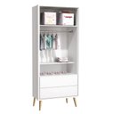 Ver imagem 7 de Quarto de Bebê Theo 2 Portas com Colchão e Cômoda Gaveteiro Branco Acetinado Pés Madeira Natural - R