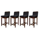 Ver imagem 1 de Kit 4 Banquetas Média para Bancada Ilha Líbia Madeira Capuccino Suede Preto CCS