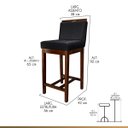 Ver imagem 3 de Kit 4 Banquetas Média para Bancada Ilha Líbia Madeira Capuccino Suede Preto CCS