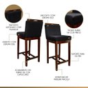 Ver imagem 4 de Kit 4 Banquetas Média para Bancada Ilha Líbia Madeira Capuccino Suede Preto CCS